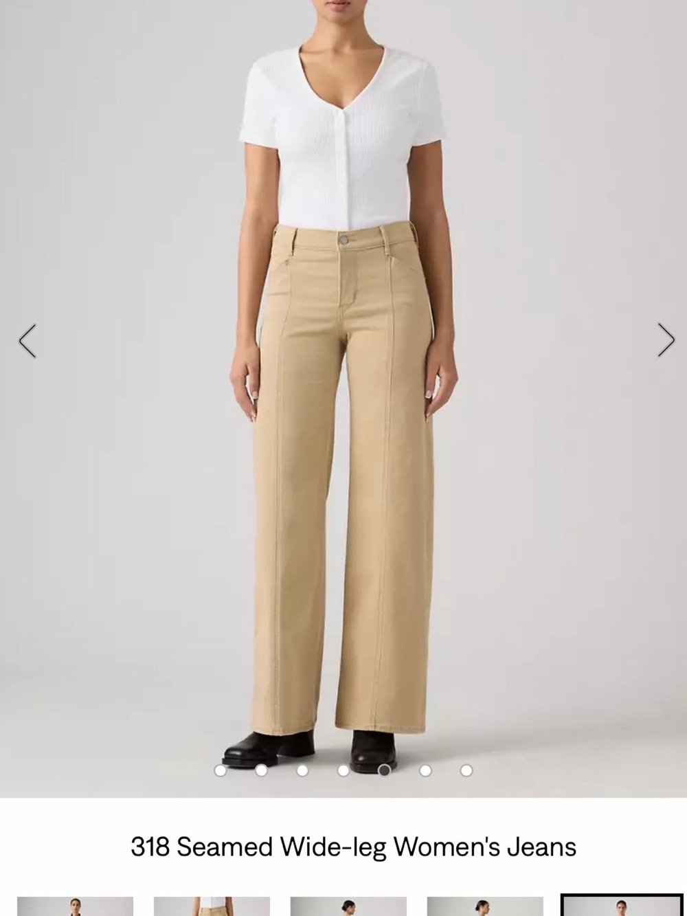 Levi's 318 Seamed Wide-Leg Jeans in Khaki